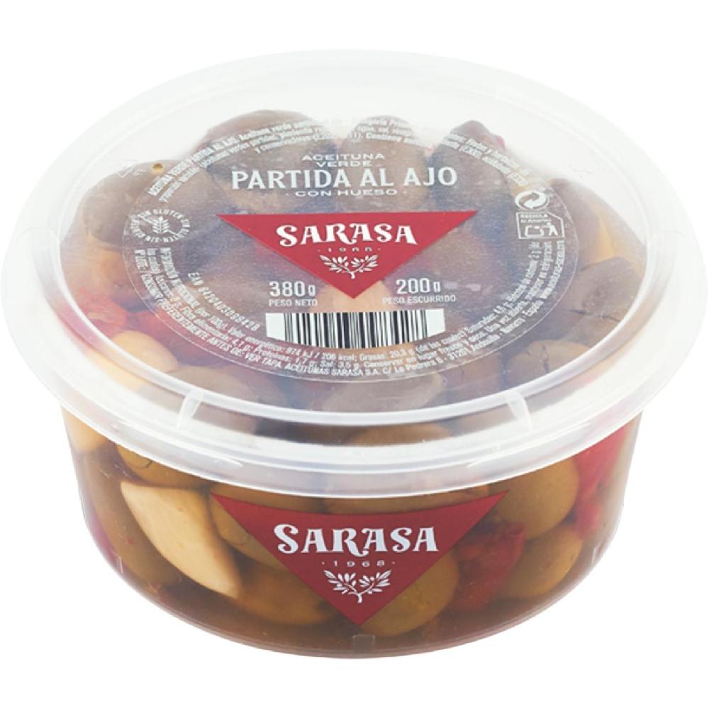 Eroski Aceituna Partida Al Ajo SARASA Tarrina 200 G
