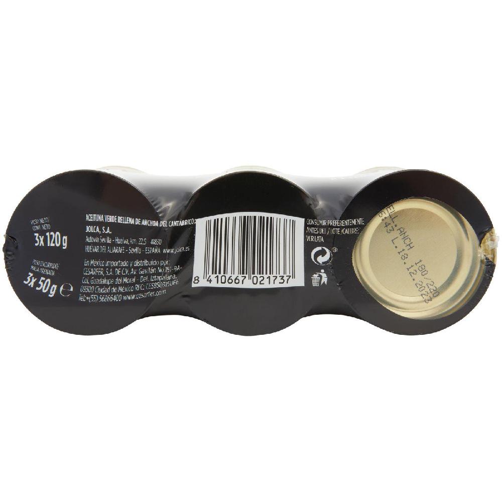 Eroski Aceituna Rellena De Anchoa Del Cantábrico JOLCA Pack 3x50 G
