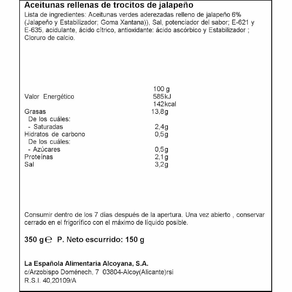 Eroski Aceituna Rellena De Jalapeño LA ESPAÑOLA Lata 130 G