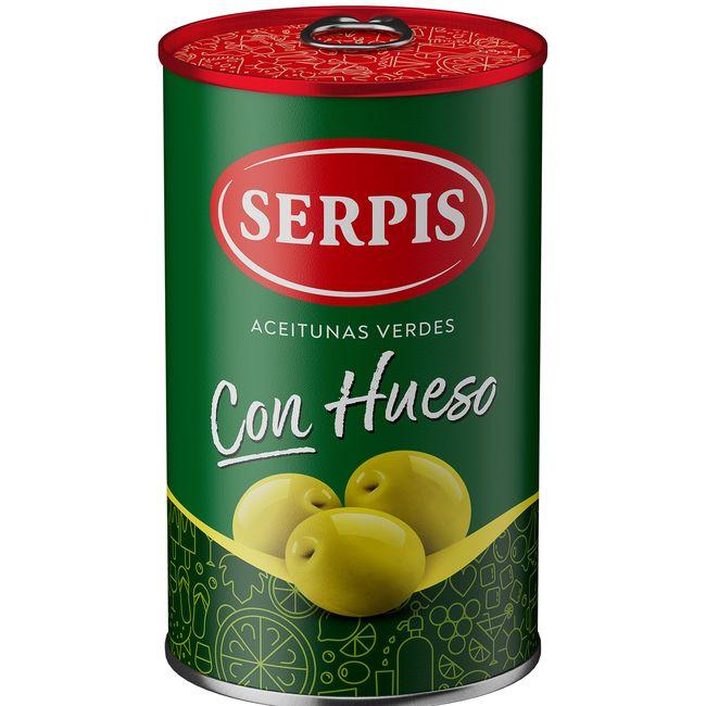 Eroski Aceituna sabor manzanilla verde con hueso SERPIS lata 160 g