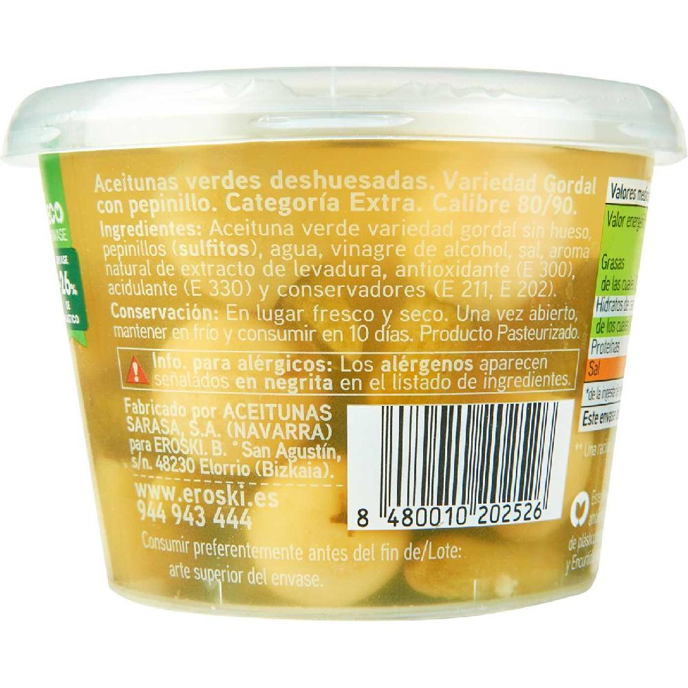 Eroski Aceitunas Gordal Con Pepinillo EROSKI Cubeta 250 G