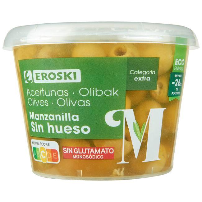 Eroski Aceitunas manzanilla sin hueso EROSKI frasco 250 g