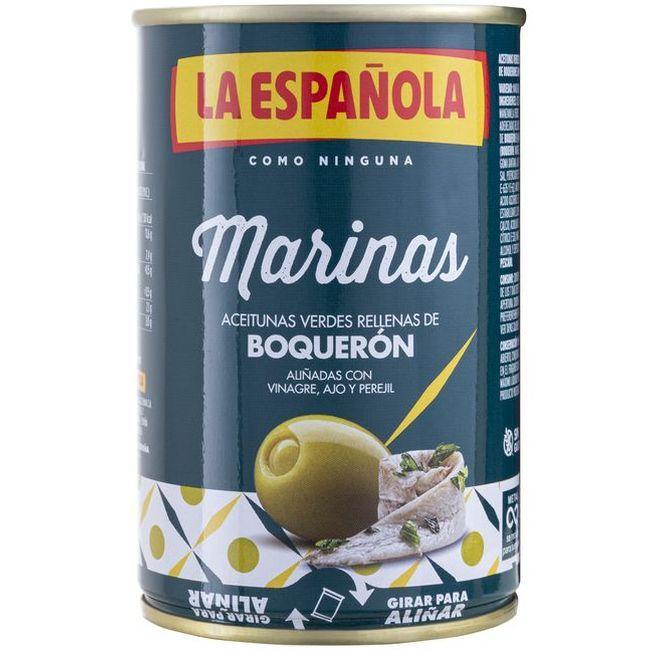 Eroski Aceitunas marinas rellenas de boqueron LA ESPAÑOLA lata 130 g