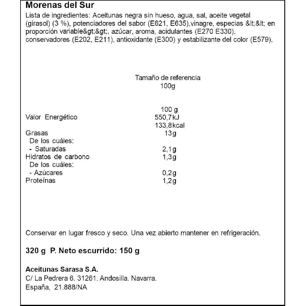 Eroski Aceitunas Morenas Del Sur Sin Hueso En Aceite SARASA Lata 150 G