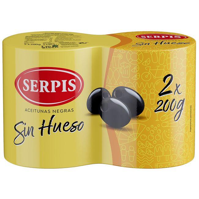 Eroski Aceitunas negras sin hueso SERPIS pack 2x85 g