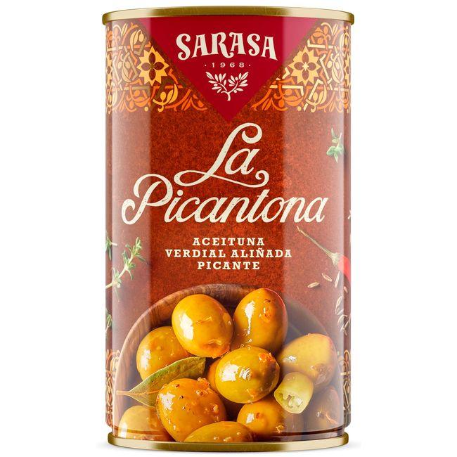 Eroski Aceitunas picantes verdes aliñadas SARASA lata 185 g