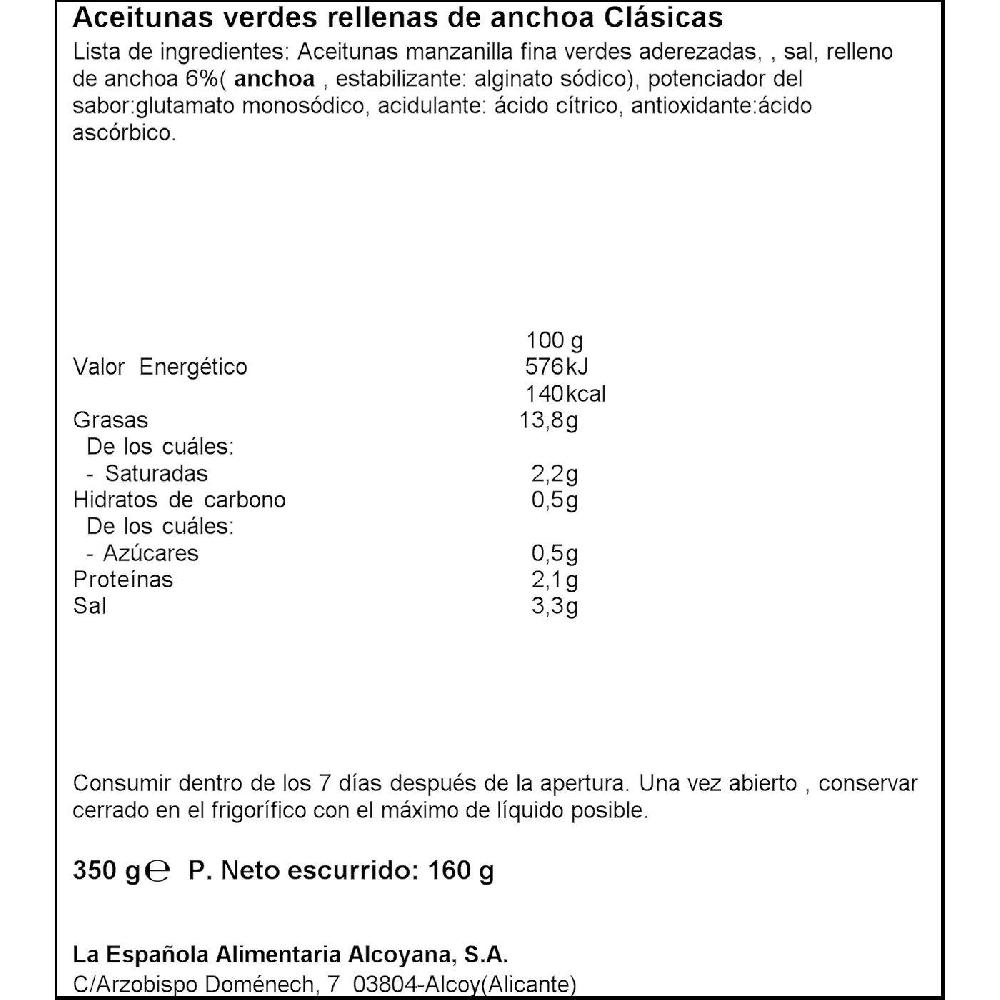 Eroski Aceitunas Rellenas De Anchoa LA ESPAÑOLA Lata 160 G