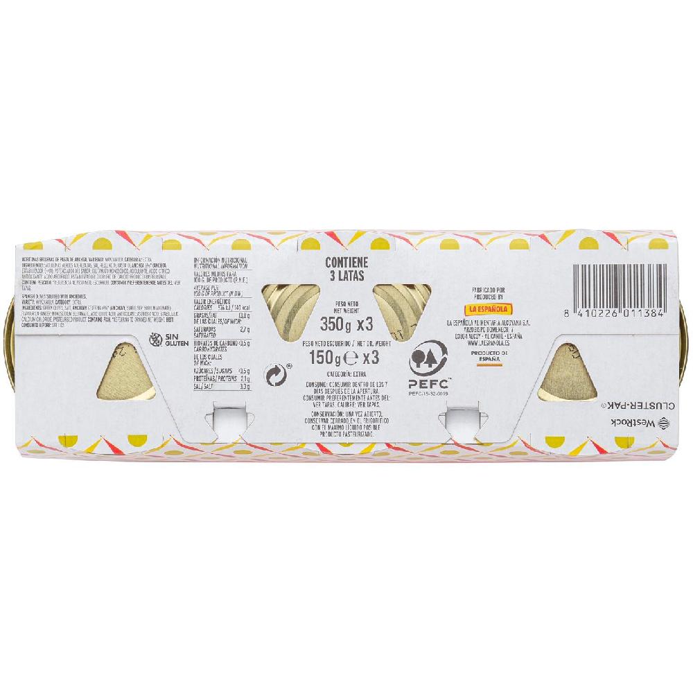 Eroski Aceitunas Rellenas De Anchoa LA ESPAÑOLA Pack 3x150 G