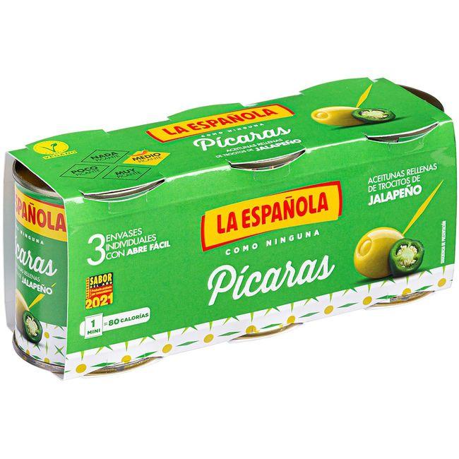 Eroski Aceitunas rellenas de jalapeño picaras LA ESPAÑOLA pack 3x50 g