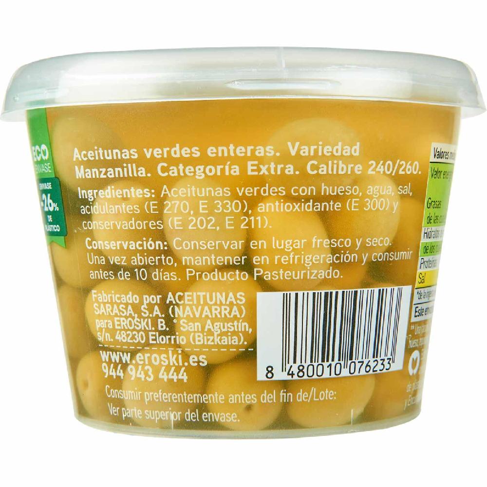 Eroski Aceitunas Sabor Manzanilla EROSKI Tarrina 300 G