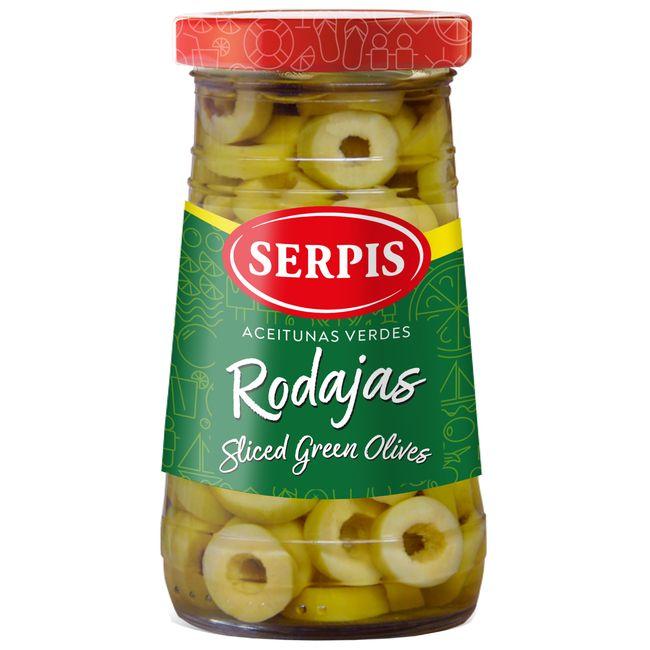 Eroski Aceitunas verdes en rodajas SERPIS frasco 150 g