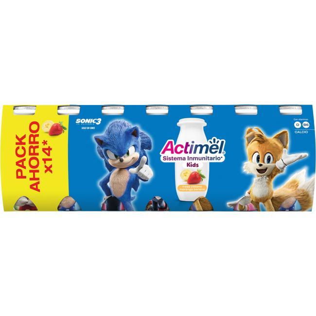 Eroski Actikids Sabor Fresa-plátano ACTIMEL Pack 14x100 G