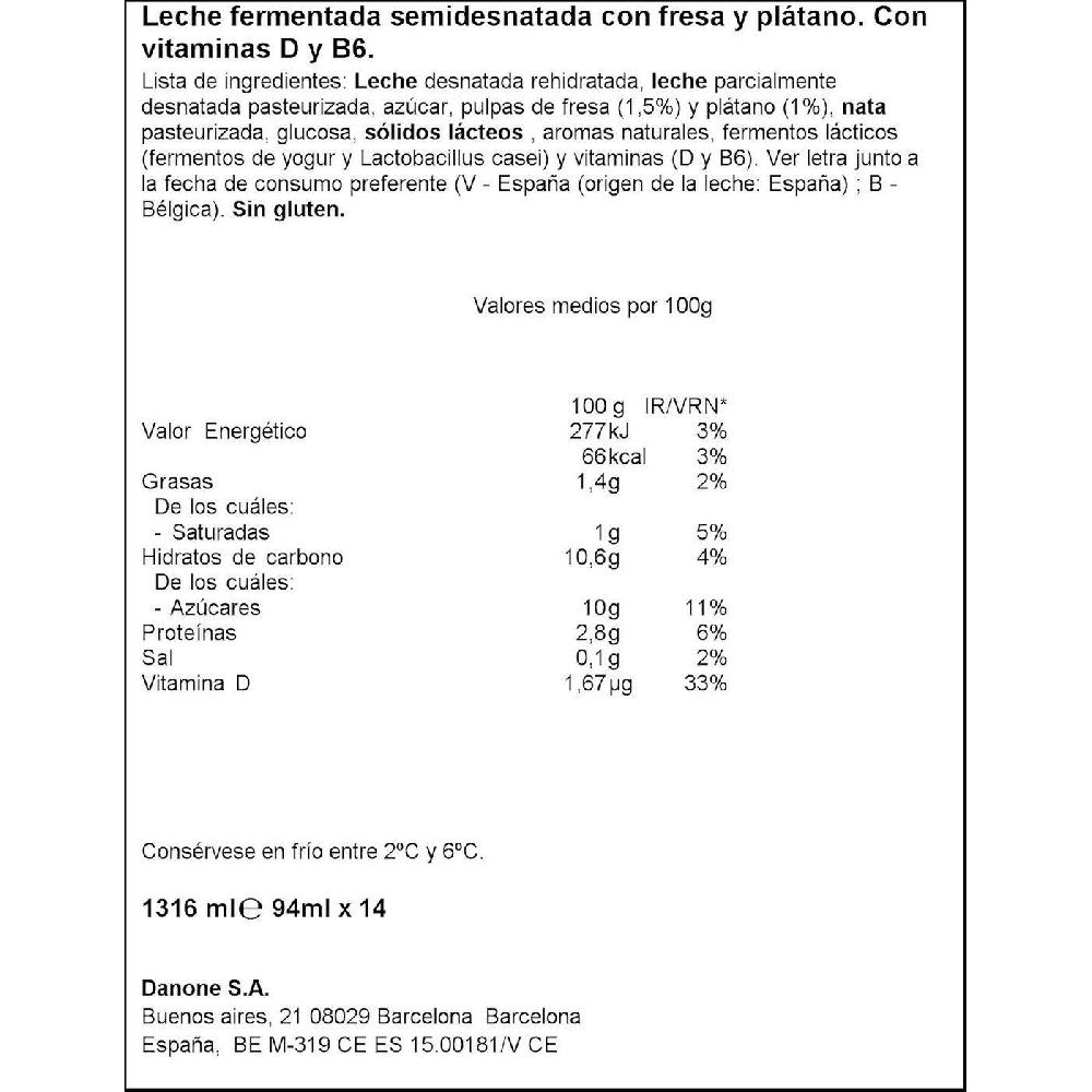 Eroski Actikids Sabor Fresa-plátano ACTIMEL Pack 14x100 G
