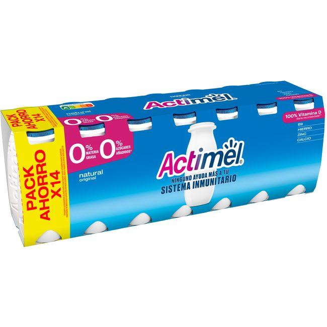 Eroski Actimel para beber desnatado 0% natural DANONE pack 14x100 ml
