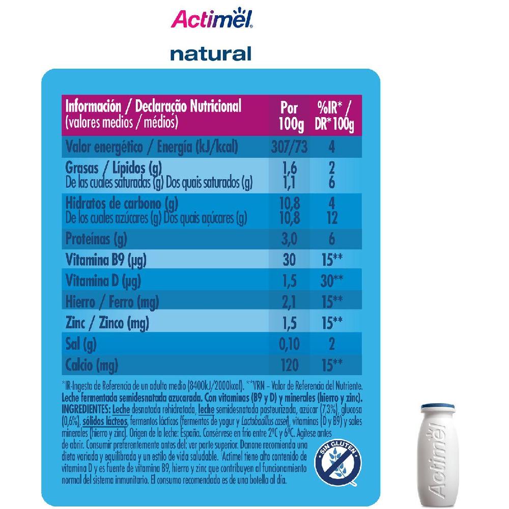 Eroski Actimel Para Beber Natural DANONE Pack 14x100 Ml