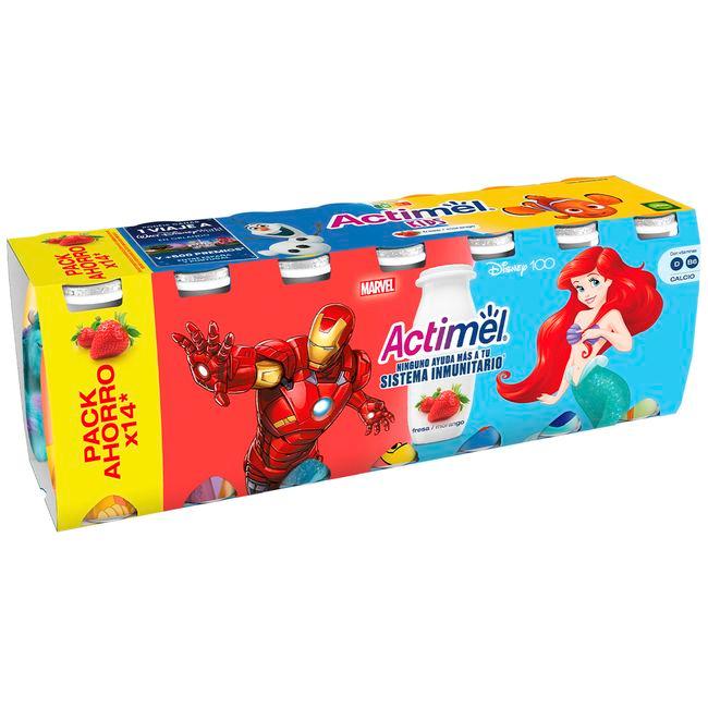 Eroski Actimel para beber sabor fresa DANONE pack 14x100 ml