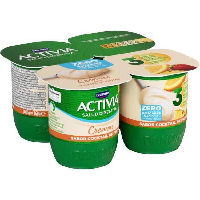 Eroski Activia 0% cremoso multifruta DANONE pack 4x120 g