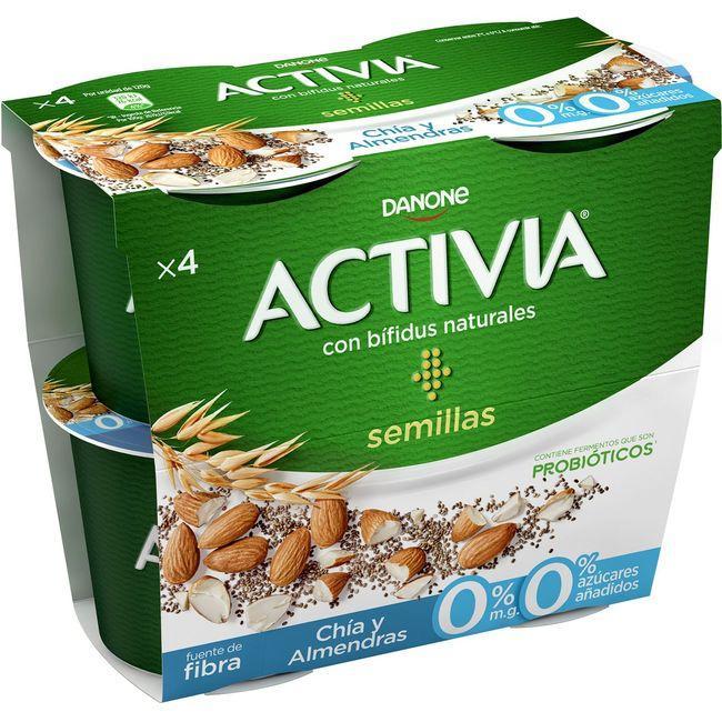 Eroski Activia 0% fibras con chía-almendra DANONE pack 4x115 g