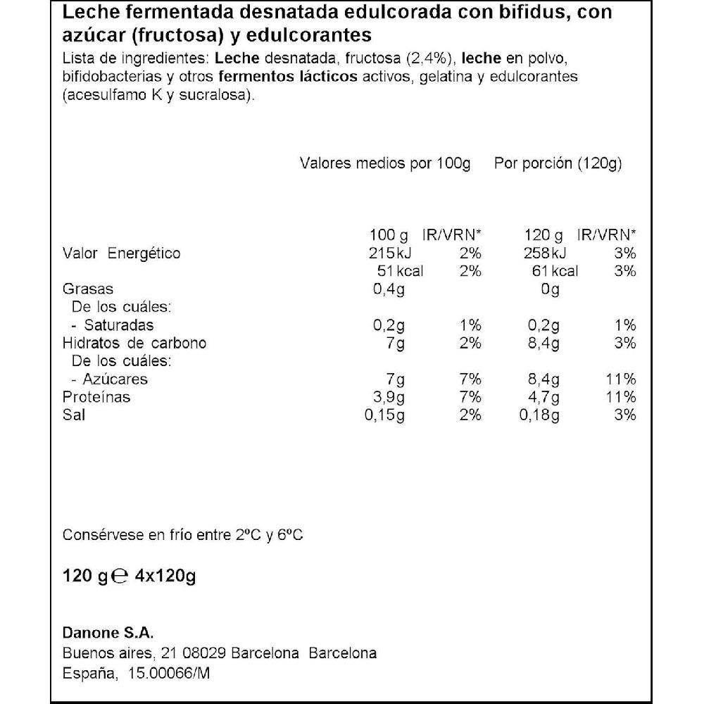 Eroski Activia 0% Natural Edulcorado DANONE Pack 4x120 G