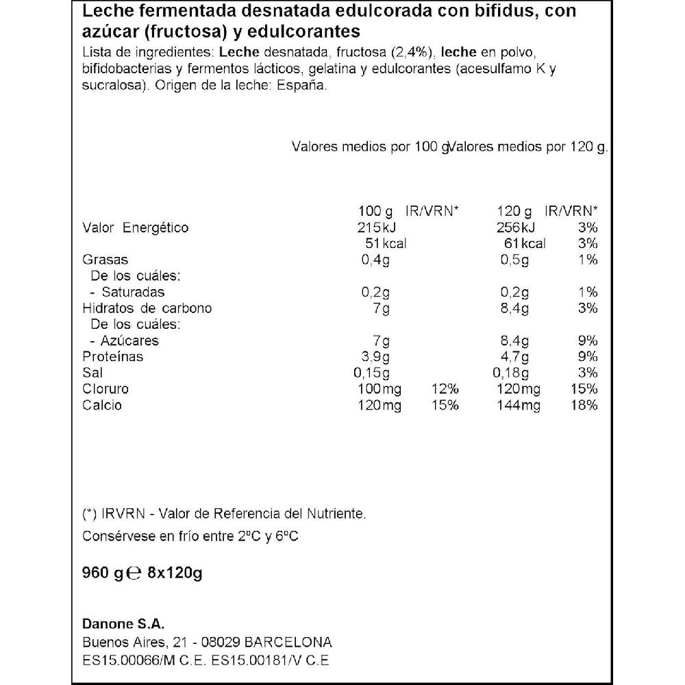 Eroski Activia 0% Natural Edulcorado DANONE Pack 8x120 G
