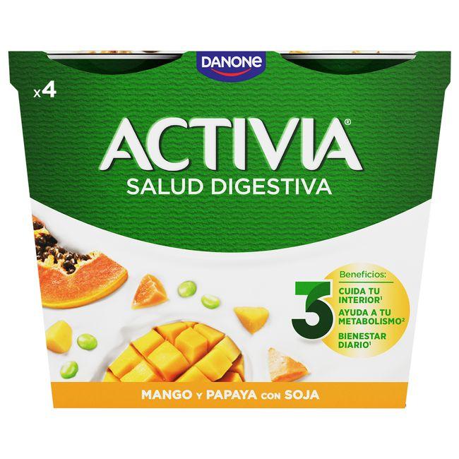 Eroski Activia Con Mango-papaya-soja DANONE Pack 4x120 G