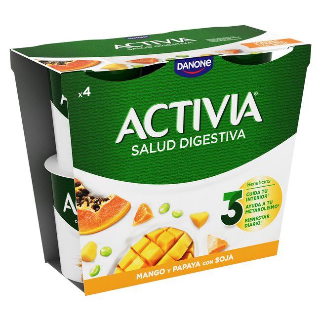 Eroski Activia con mango-papaya-soja DANONE pack 4x120 g