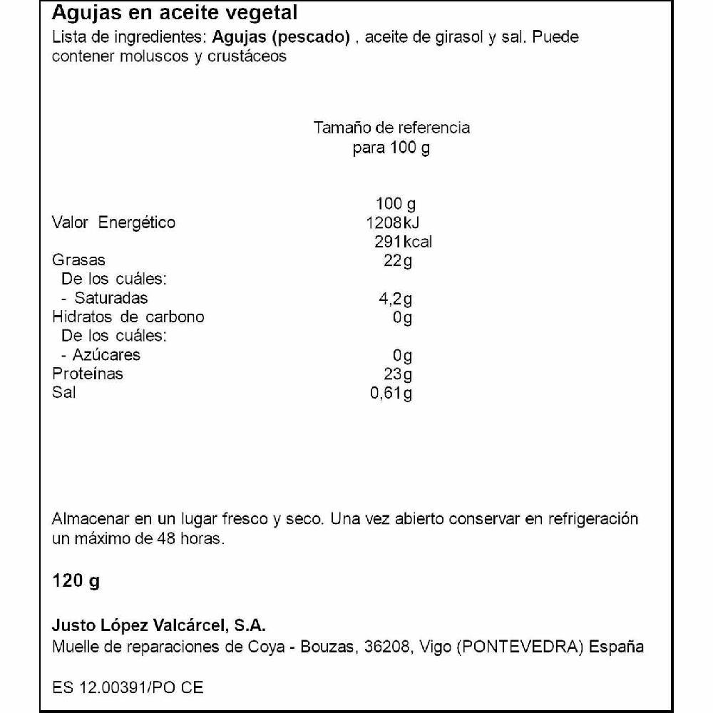 Eroski Aguja En Aceite De Girasol VIGILANTE Lata 120 G