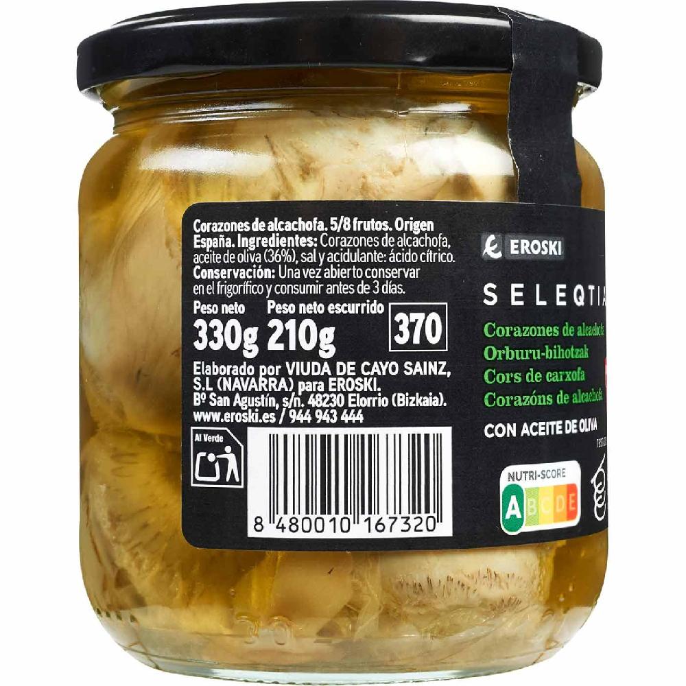 Eroski Alcachofa En Aceite De Oliva Eroski SELEQTIA Frasco 330 G