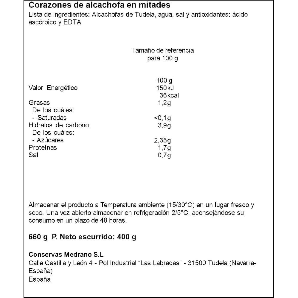 Eroski Alcachofa En Mitades I.G.P. LA TUDELANA Frasco 400 G