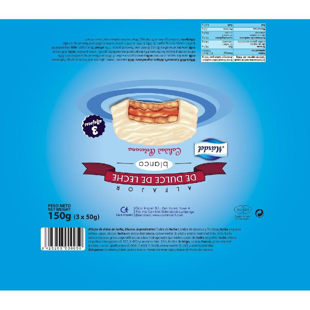 Eroski Alfajores De Chocolate Blanco MARDEL Pack 3x50 G