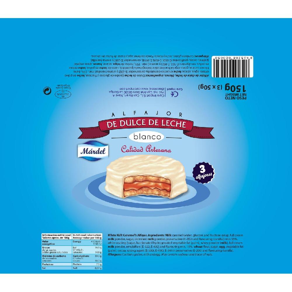 Eroski Alfajores De Chocolate Blanco MARDEL Pack 3x50 G