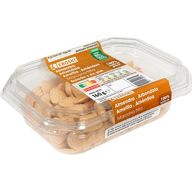 Eroski Almendras Marconas Repeladas Fritas EROSKI Tarrina 160 G