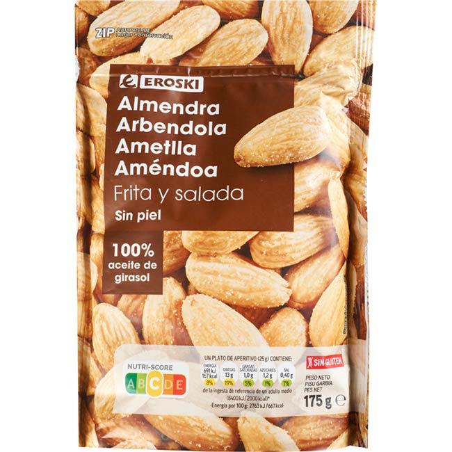 Eroski Almendras repeladas fritas EROSKI bolsa 175 g