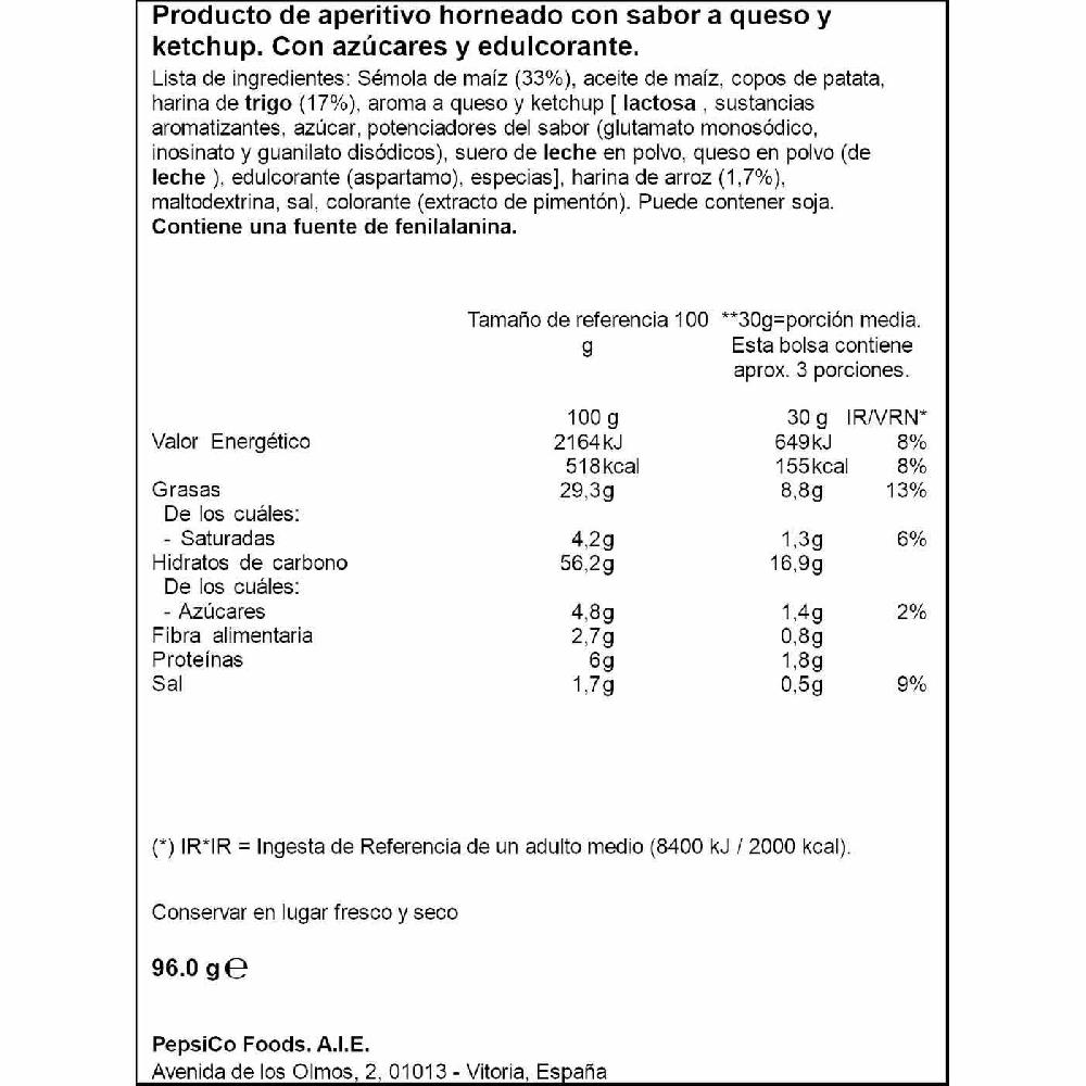 Eroski Aperitivo Sabor Queso-ketchup CHEETOS STICKS Bolsa 96 G