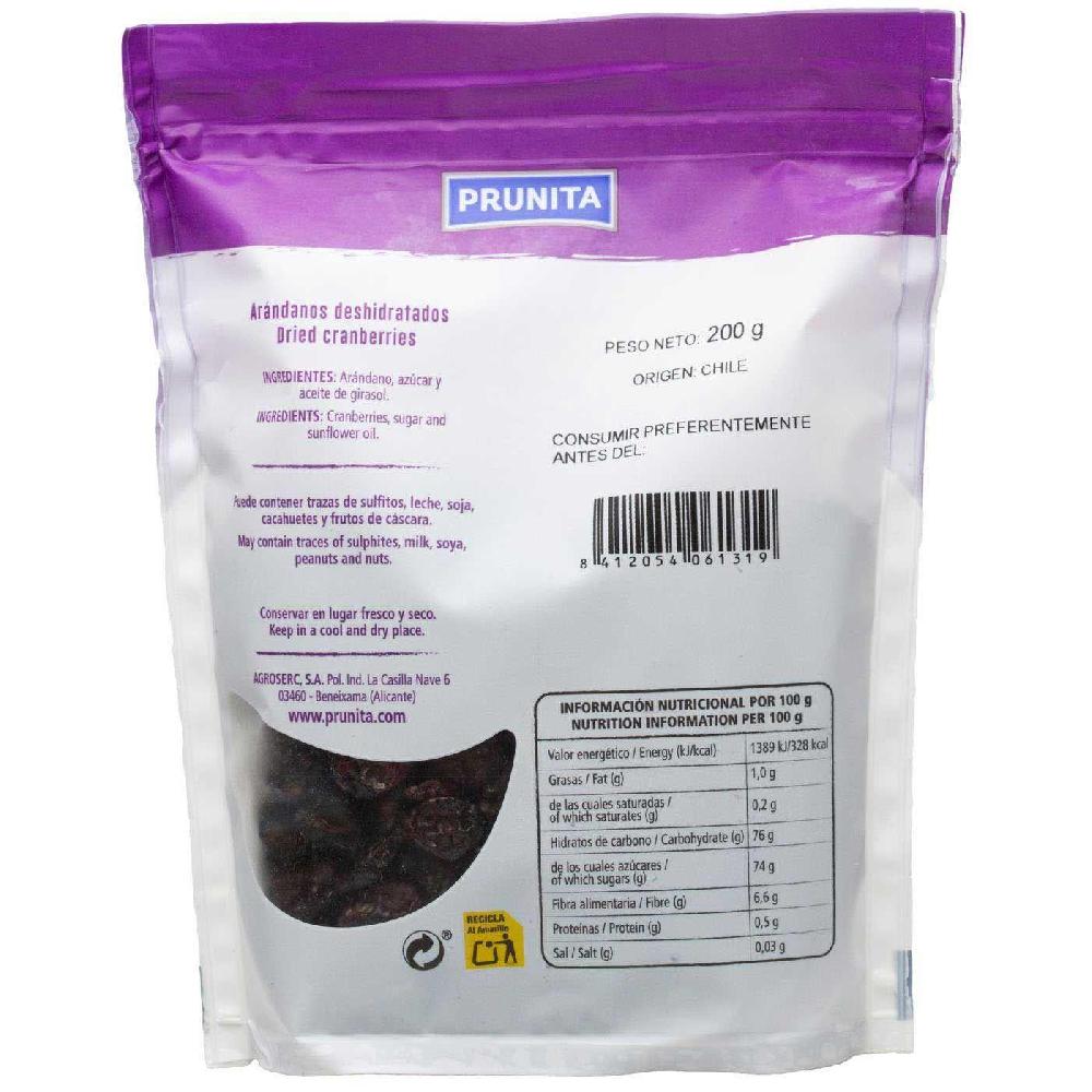 Eroski Arándanos Deshidratrados PRUNITA Bolsa 200 G