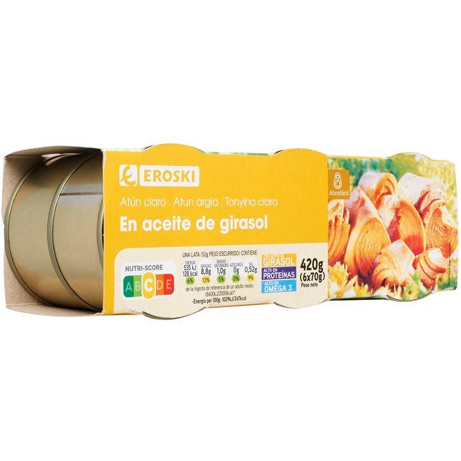 Eroski Atún Claro En Aceite De Girasol EROSKI Pack 6x70 G