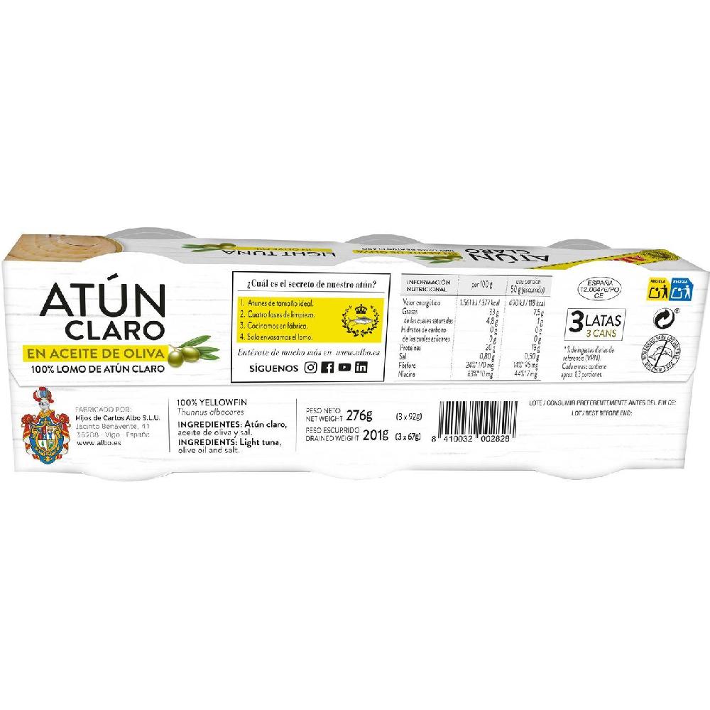 Eroski Atún Claro En Aceite De Oliva ALBO Pack 3x92 G