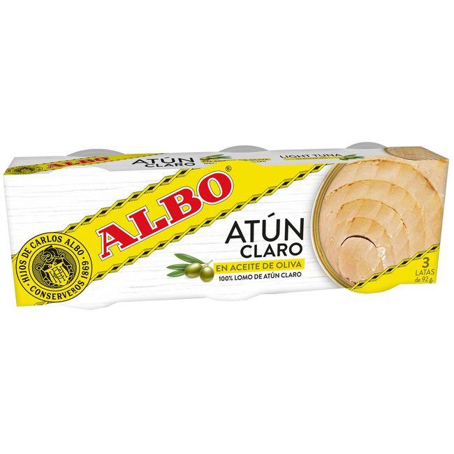 Eroski Atún claro en aceite de oliva ALBO pack 3x92 g