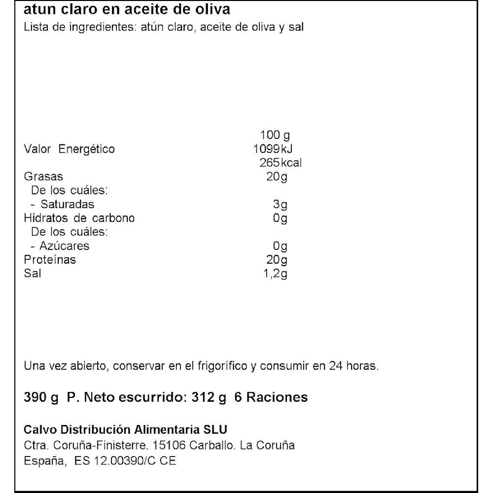 Eroski Atún Claro En Aceite De Oliva CALVO Pack 6x65 G