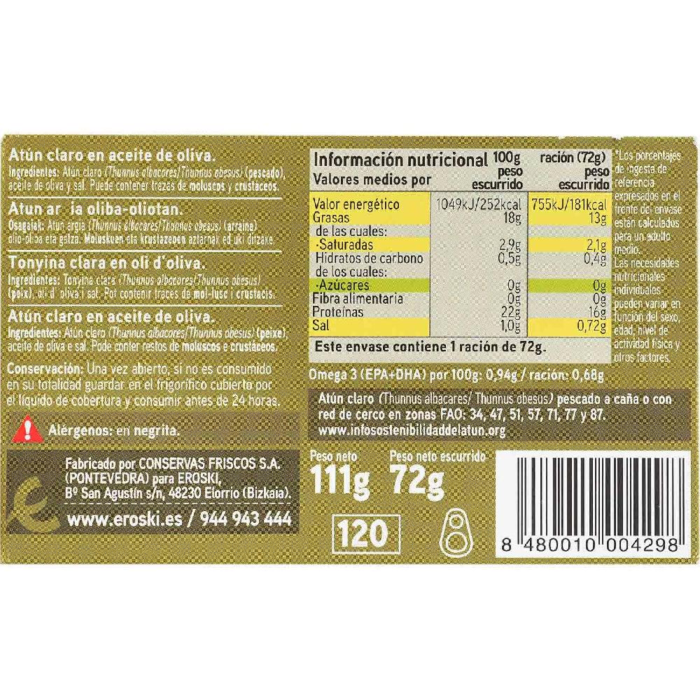 Eroski Atún Claro En Aceite De Oliva EROSKI Lata 111 G