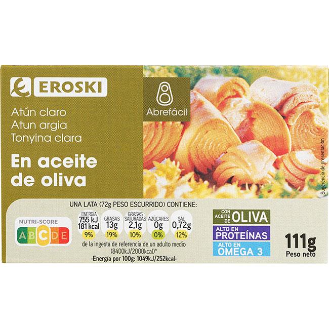 Eroski Atún claro en aceite de oliva EROSKI lata 111 g
