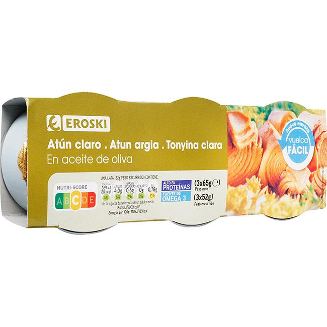 Eroski Atún Claro En Aceite De Oliva EROSKI Pack 3x65 G