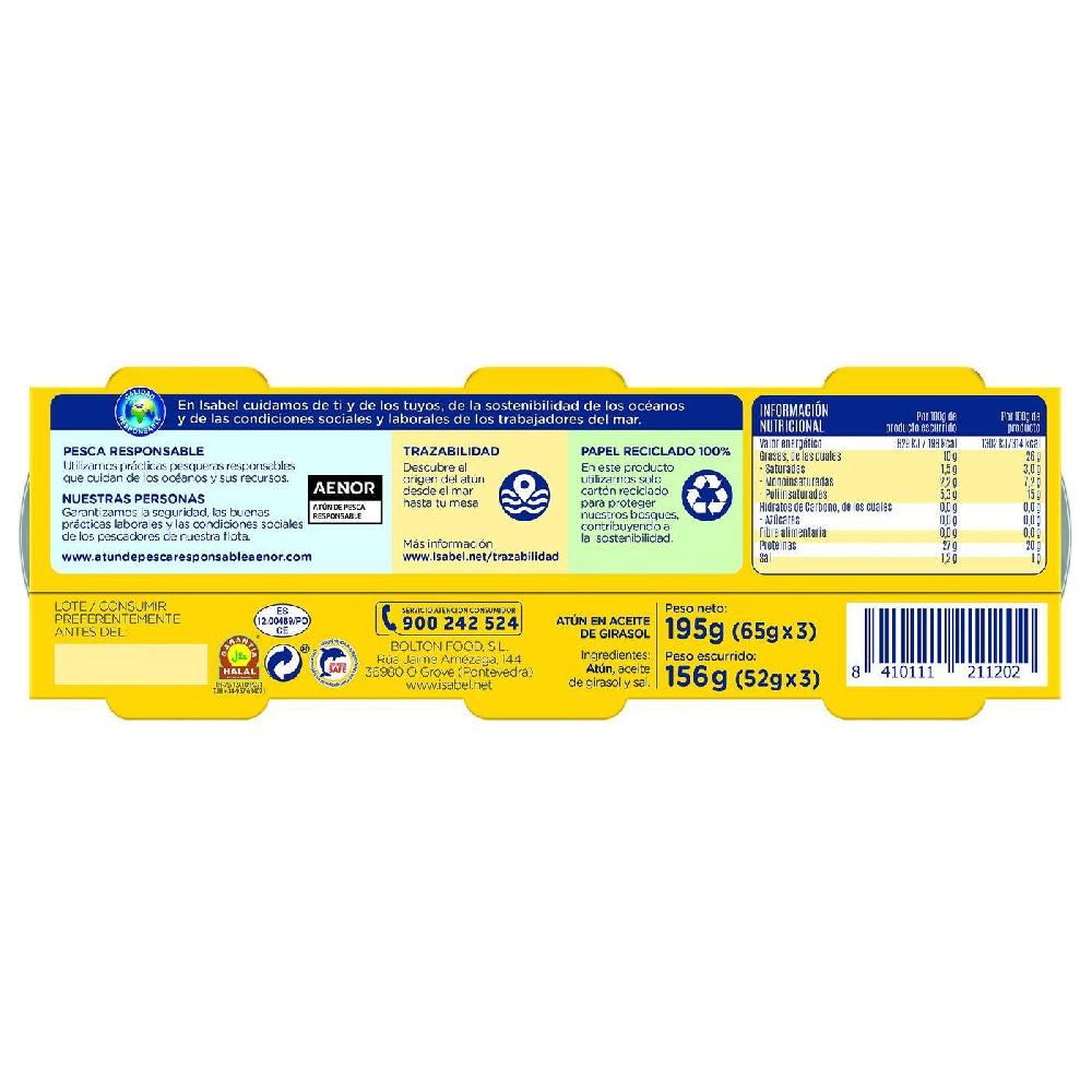 Eroski Atún En Aceite De Girasol ISABEL Pack 3x65 G