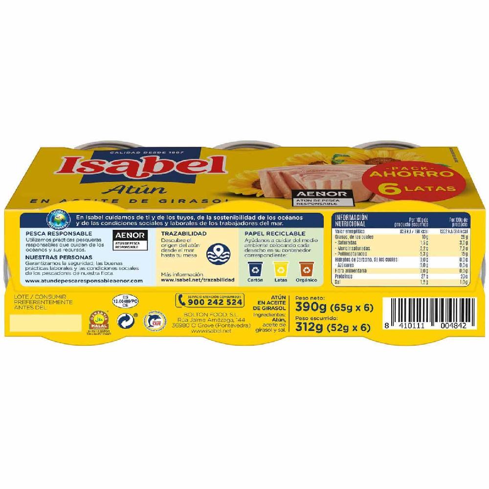 Eroski Atun En Aceite De Girasol ISABEL Pack 6x65 G
