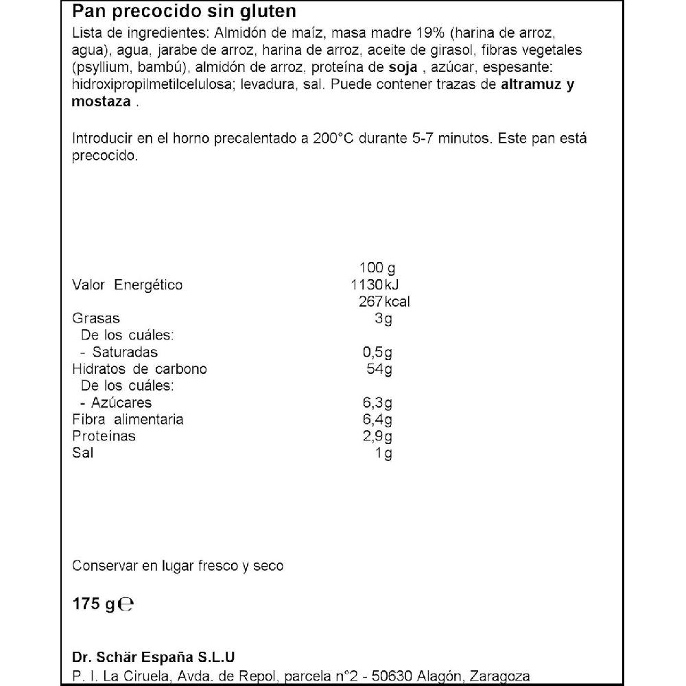 Eroski Baguette Sin Gluten Sin Gluten SCHAR Paquete 175 G