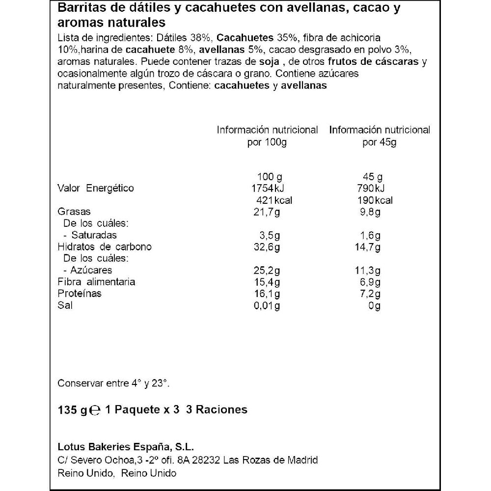 Eroski Barritas Protein Cacao Avellanas NAKD Pack 3x45 G