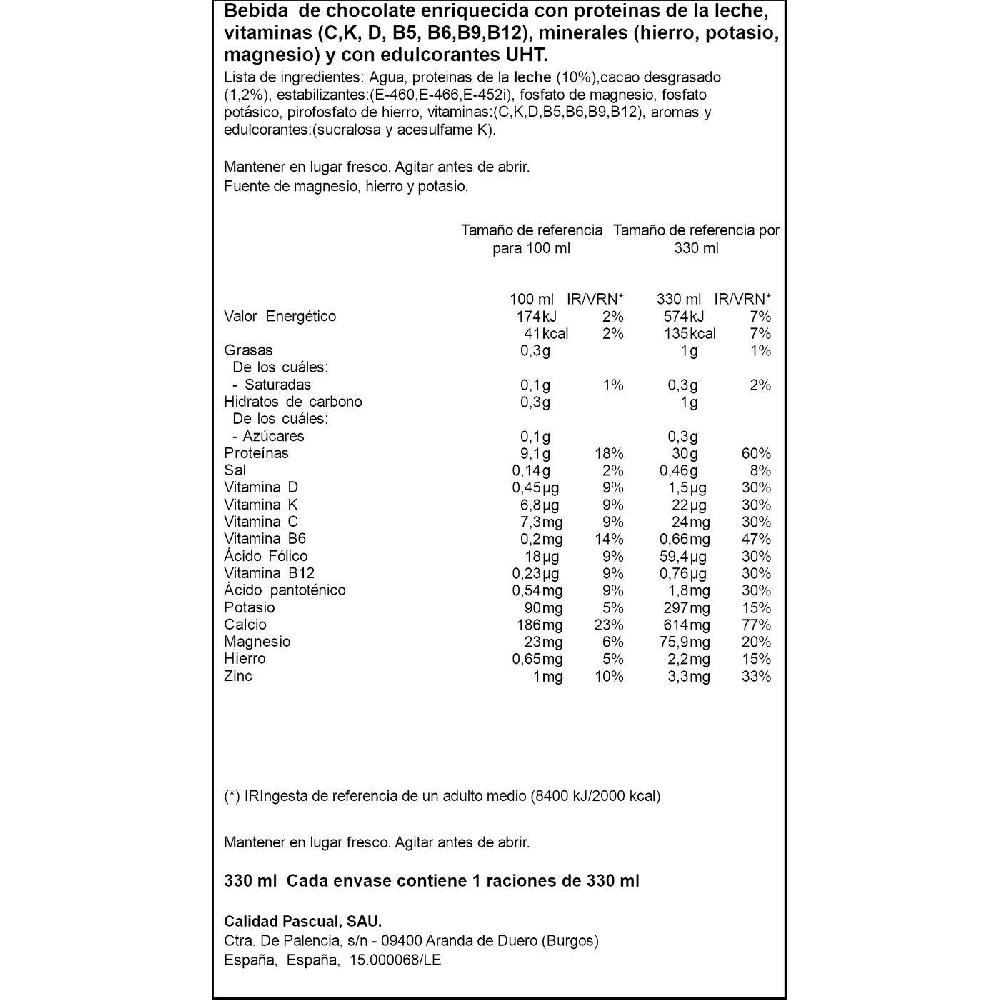 Eroski Batido Proteico Sport De Chocolate DINAMIC Brik 330 Ml