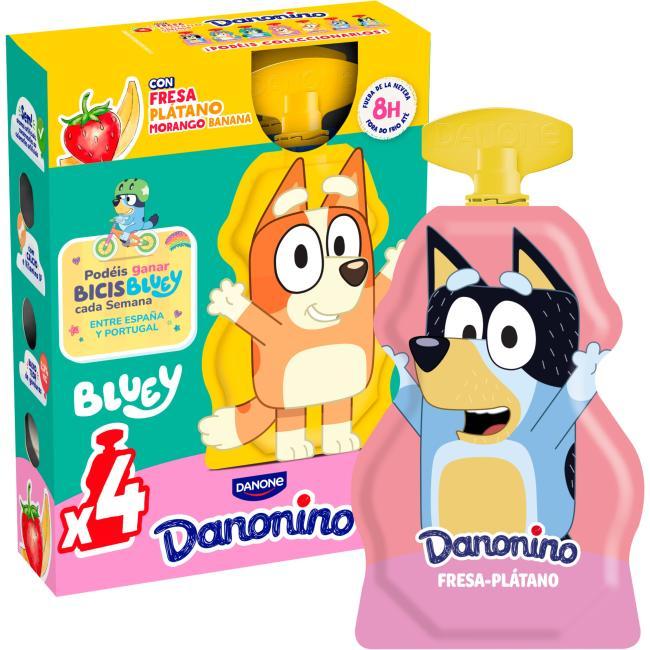 Eroski Bebedino pouch sabor fresa-plátano DANONINO pack 4x70 g