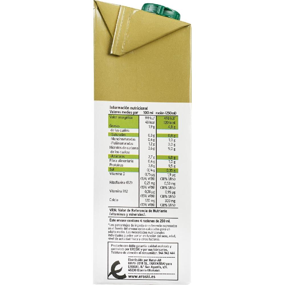 Eroski Bebida De Soja Con Calcio EROSKI Brik 1 Litro