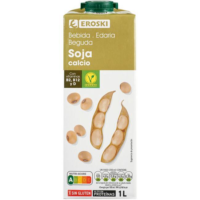 Eroski Bebida de soja con calcio EROSKI brik 1 litro